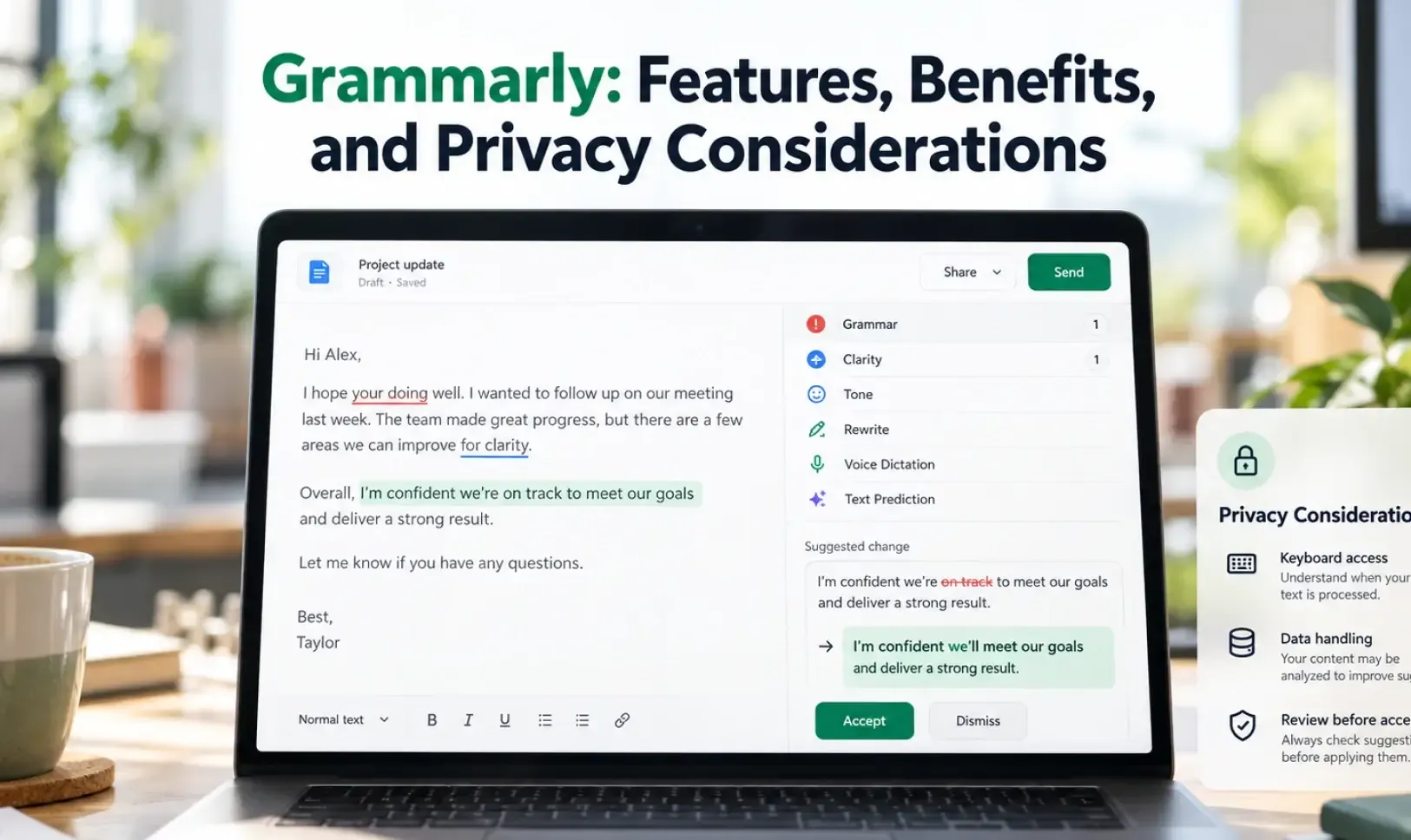 Article cover 2: Grammarly: Features, Benefits, and Privacy Considerations